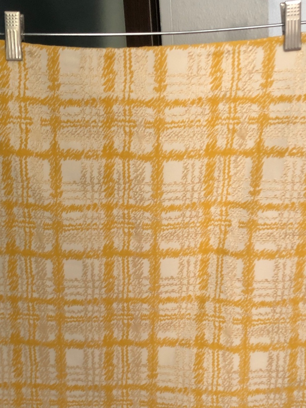 Talbots Brocade Pencil Skirt - Yellow Tartan Plaid Size 6P - Picture 4 of 8
